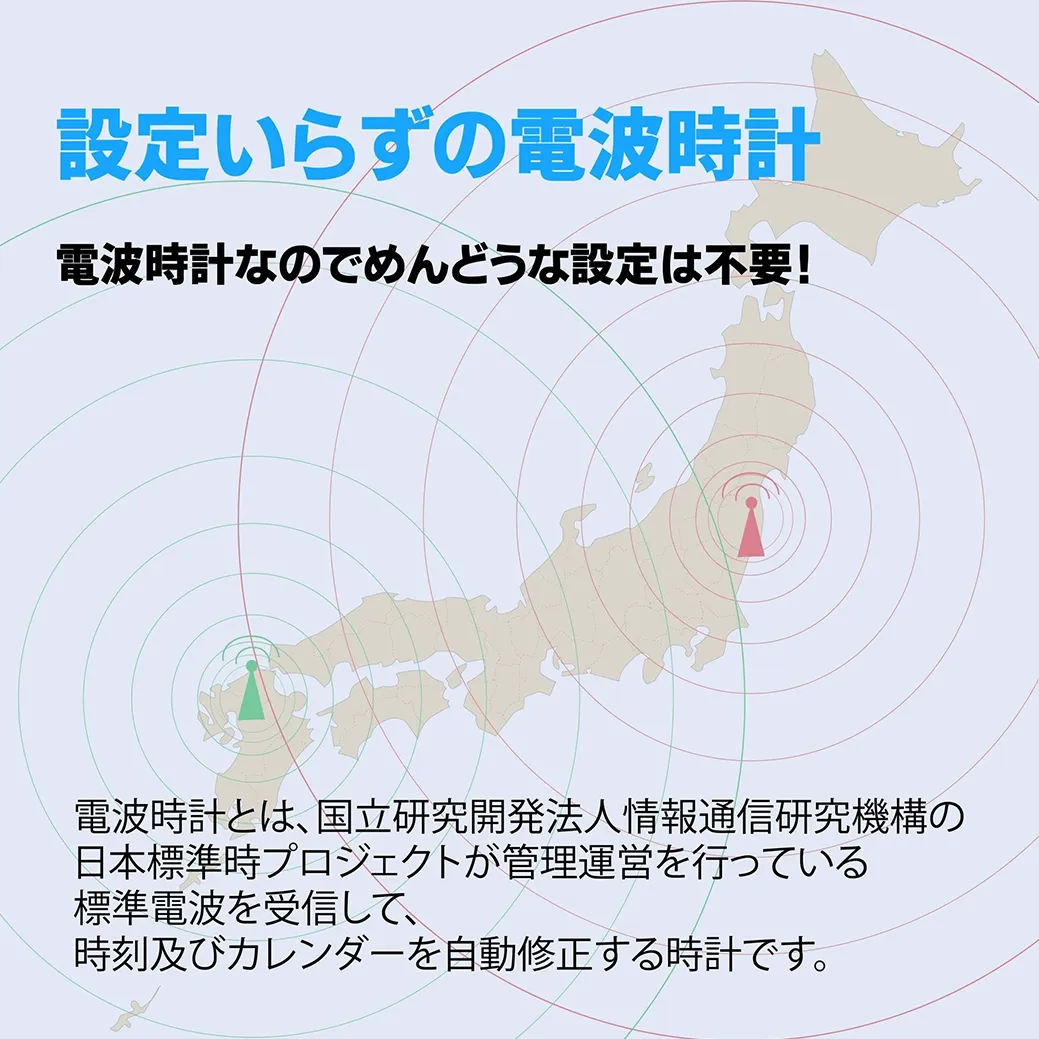 【アデッソ】革風デスクカレンダー電波クロック