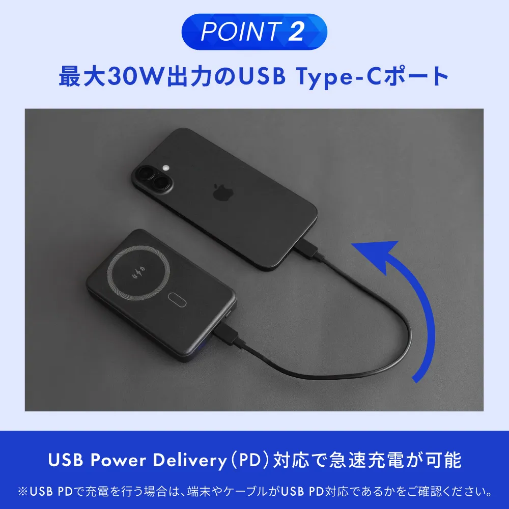 スマホリング一体型ワイヤレスモバイルバッテリー10000mAh(準固体電池仕様)
