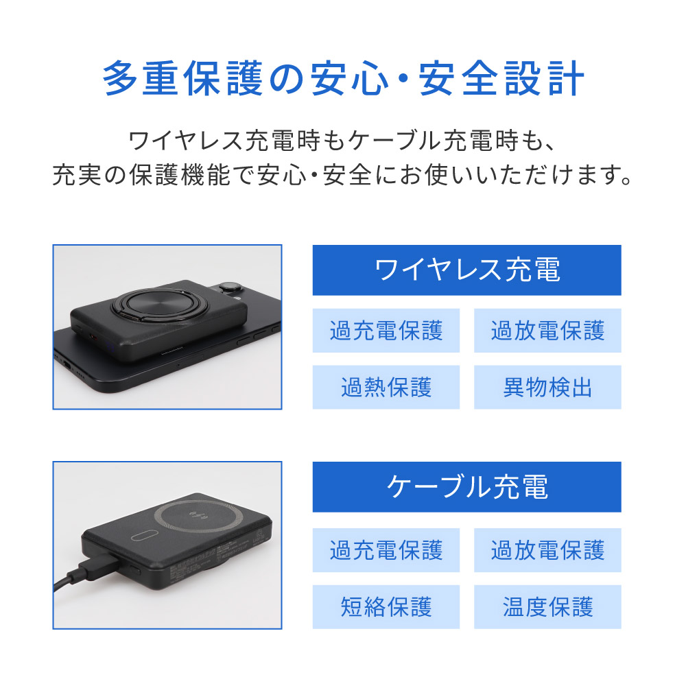 スマホリング一体型ワイヤレスモバイルバッテリー5000mAh(準固体電池仕様)