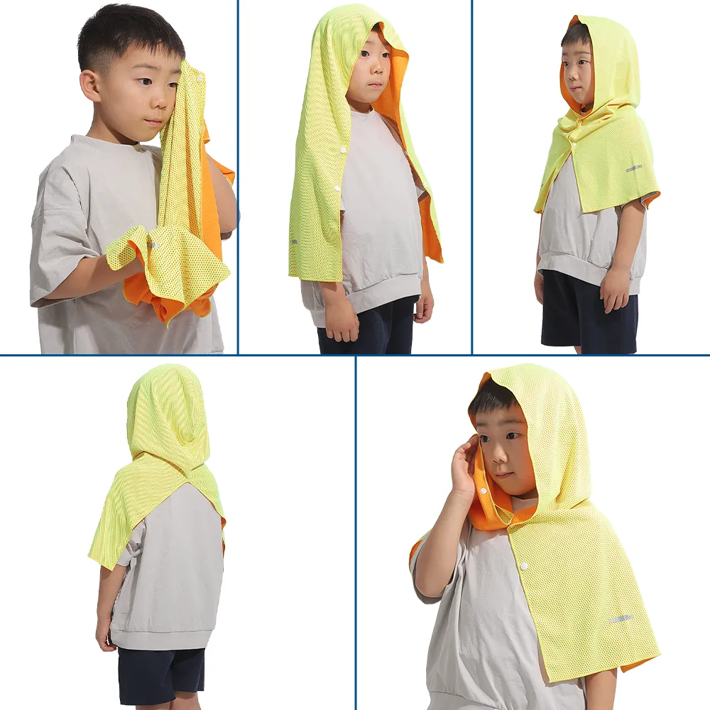 反射付き冷感フードタオル