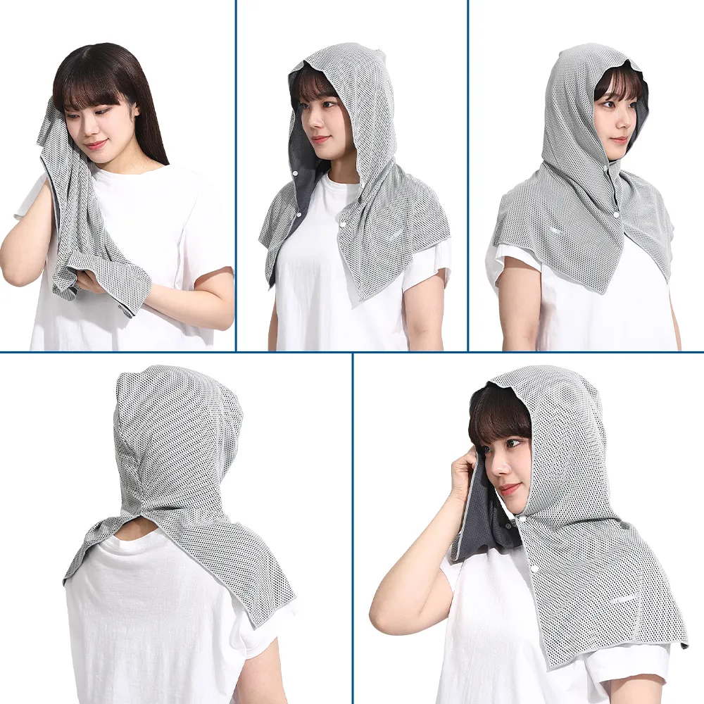 反射付き冷感フードタオル