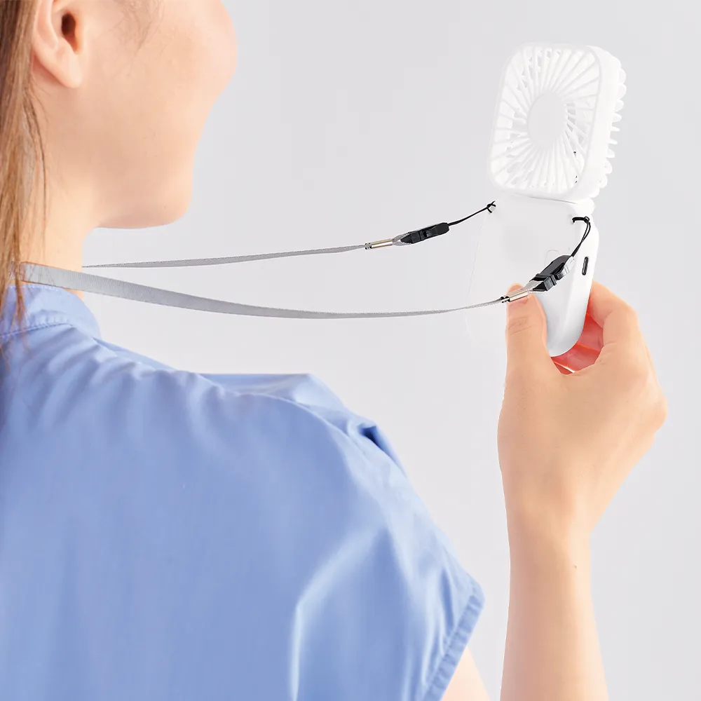 充電式3WAY折りたたみハンディファン(ネックストラップ付き)
