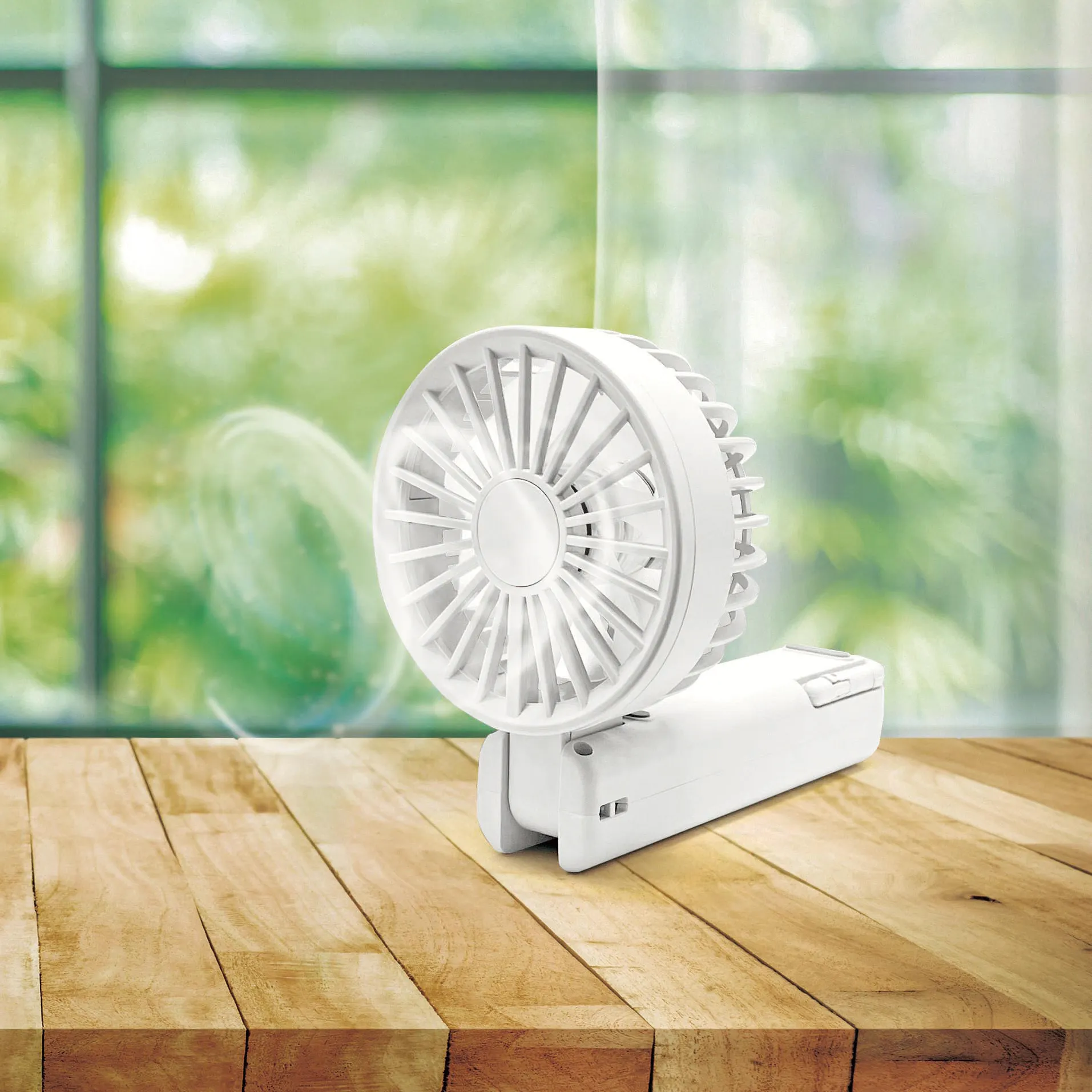 折りたたみ式2WAYダブルファン(カラビナ付き)