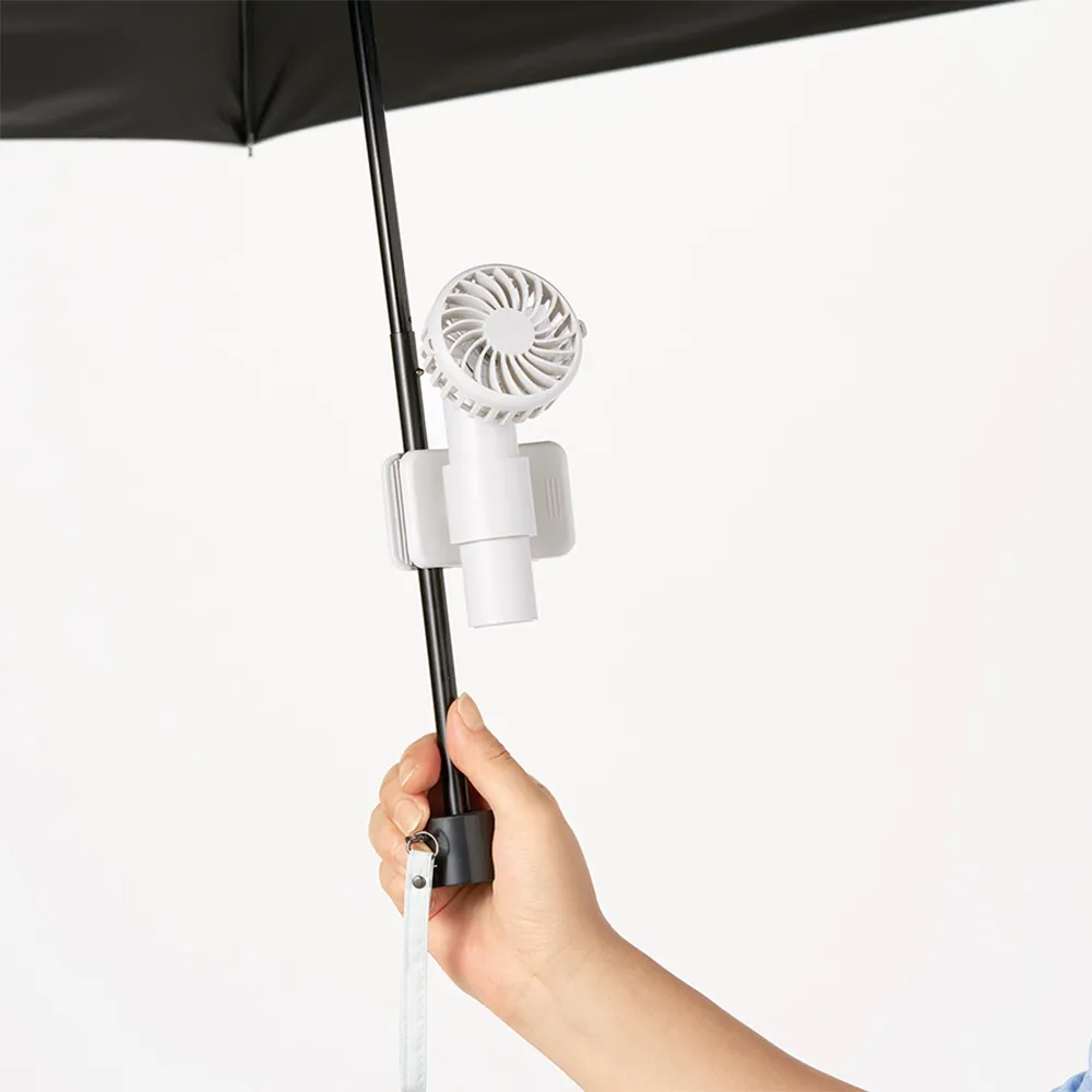 日傘にもつけられるクリップ付ハンディファン
