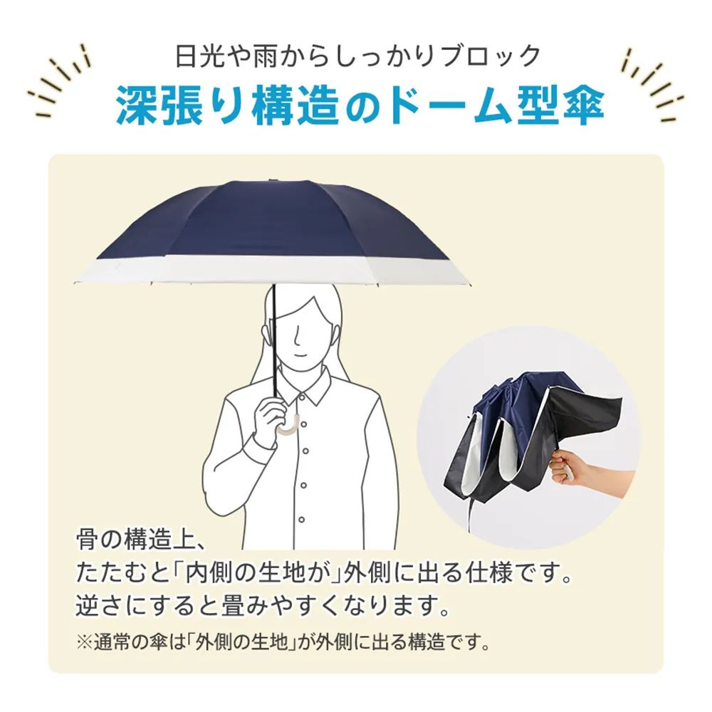 ドーム型ツートーン遮光折りたたみ傘