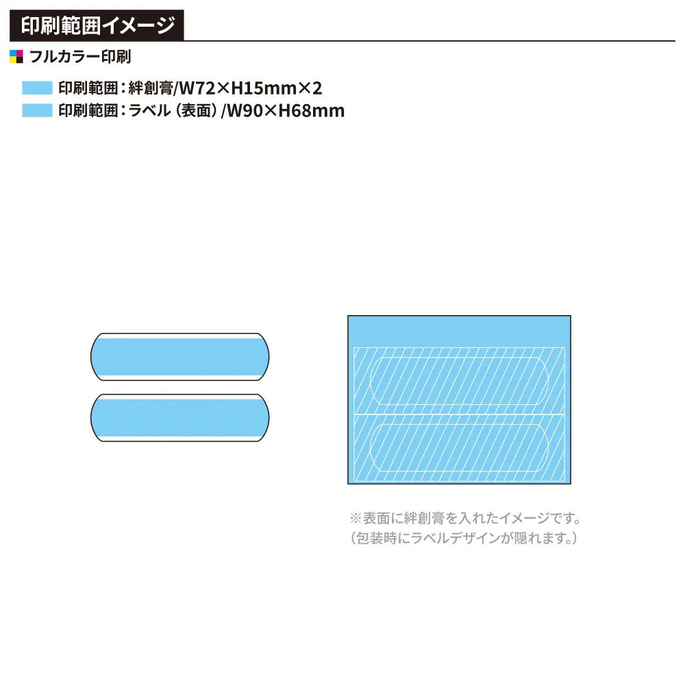 小ロットフルカラー絆創膏2連+ラベル1枚