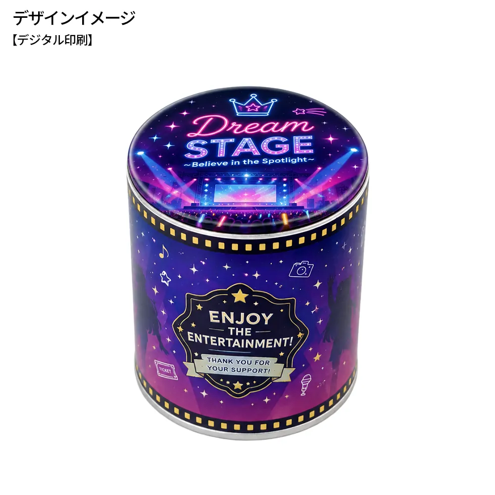 オリジナル お菓子入りバッジ缶