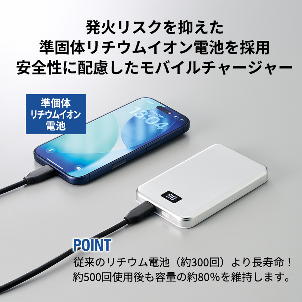 マグネット対応モバイルチャージャー5000(凖固体使用)