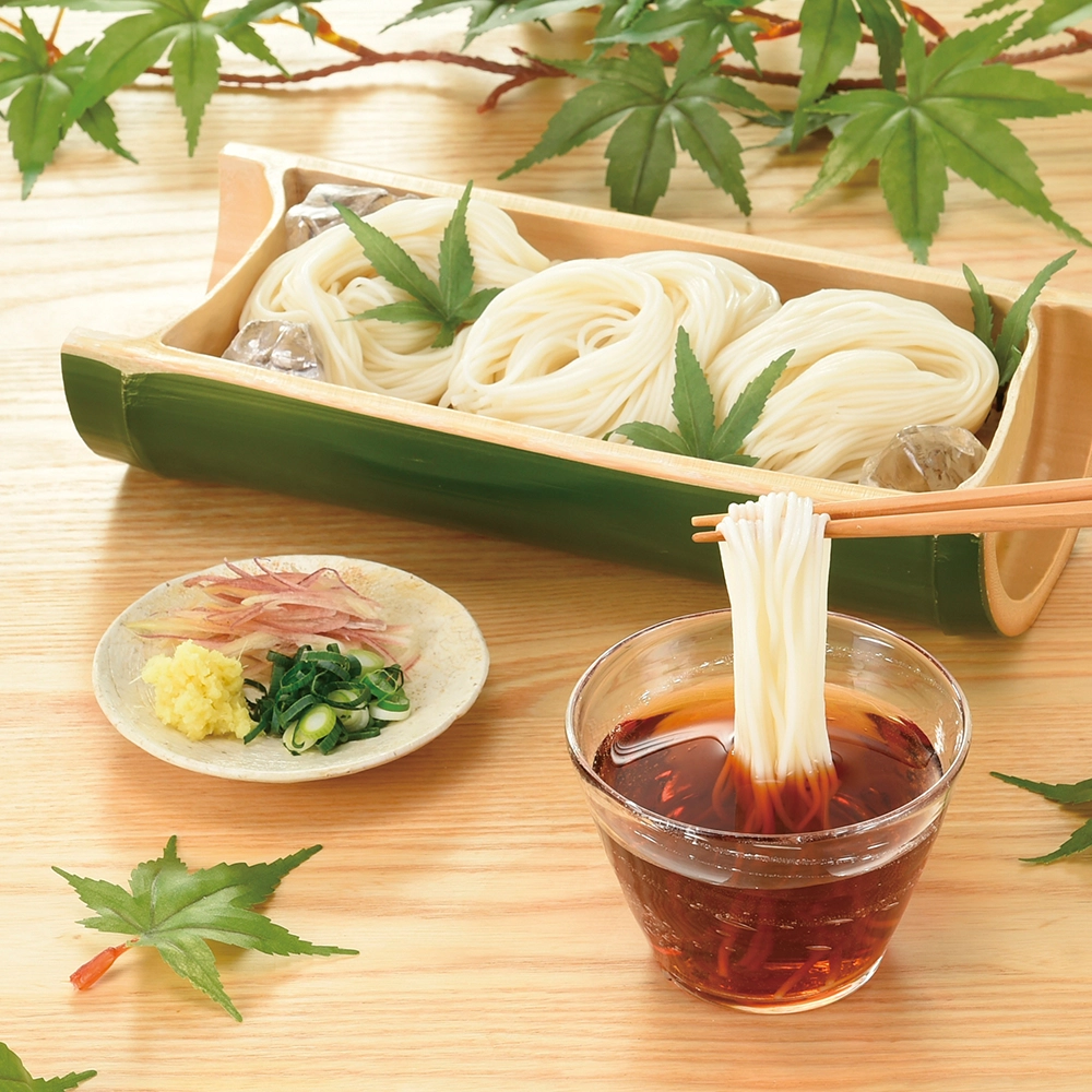 感謝　味わい涼麺　縁の白糸5束つゆ付