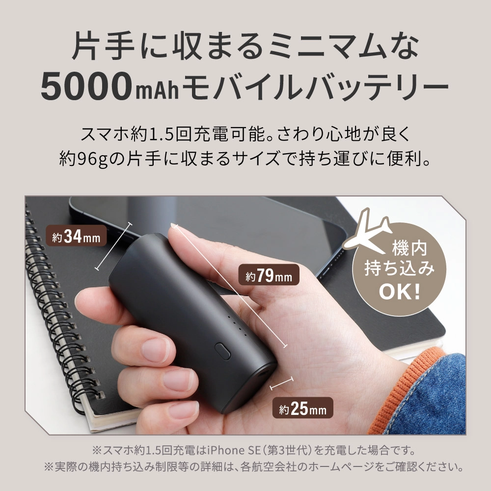 PD20W 急速充電 小型モバイルバッテリー5000ｍAh