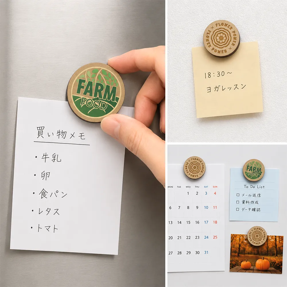 木製マグネット　直径40mm(短納期)