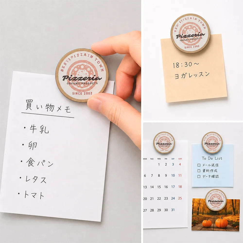 木製マグネット　直径50mm(短納期)