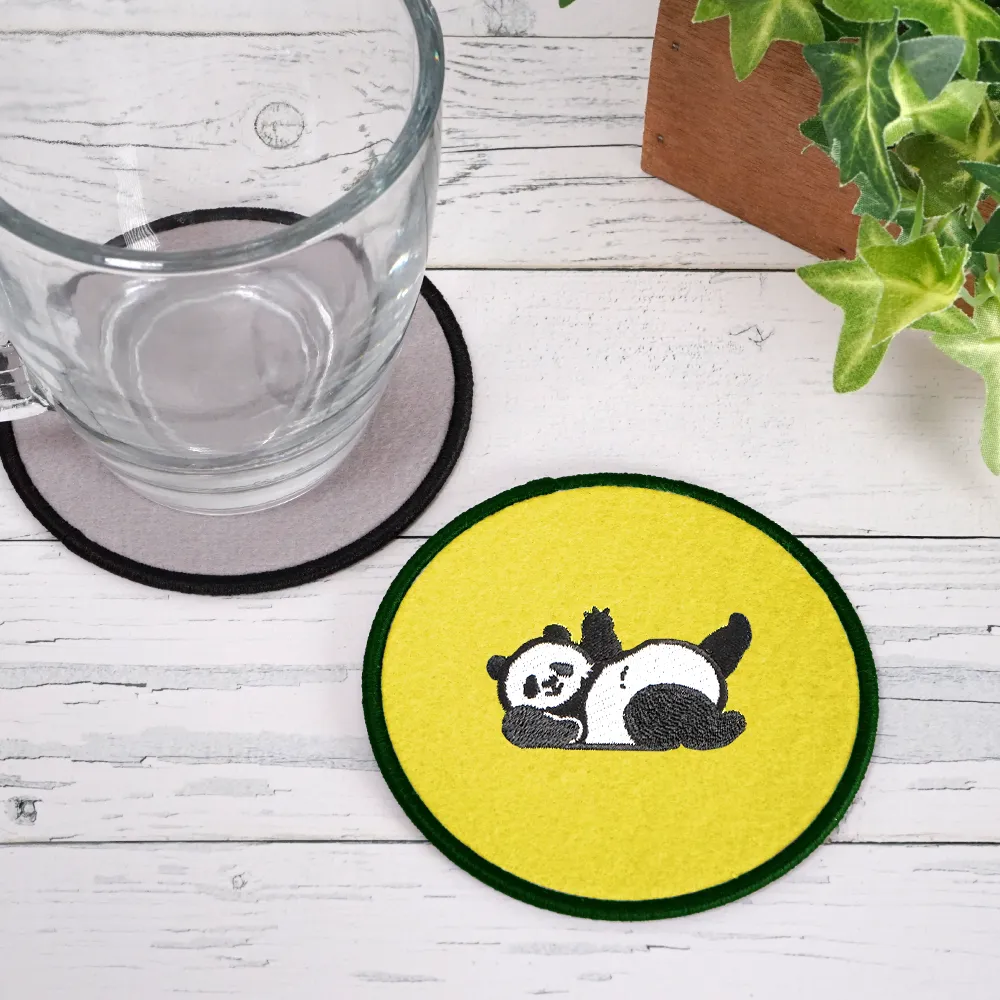 オリジナル刺繍コースター(丸型)(オーバーロック仕上げ)