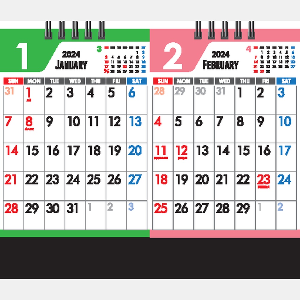 セパレート2ヶ月カレンダー　JT201