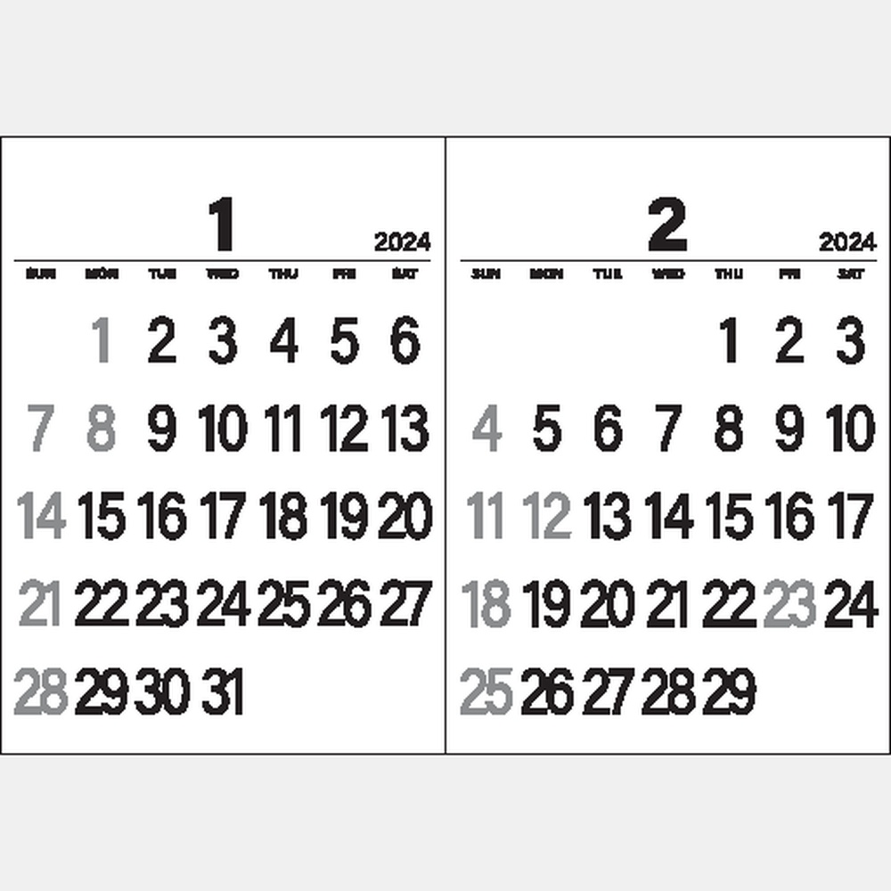 セパレート2ヶ月カレンダー　JT201