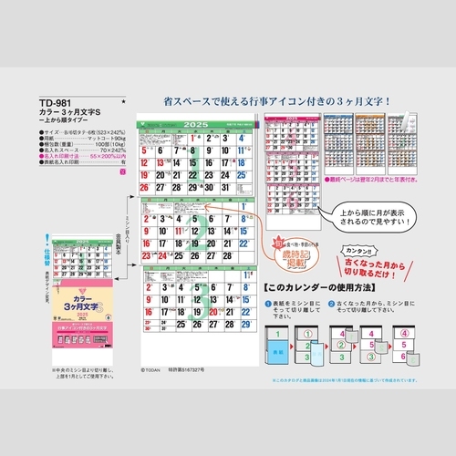 カラー3ヶ月文字S-上から順タイプ-TD981