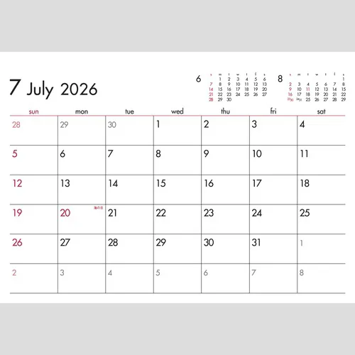 6Weeks　Calendar（レッド）SG930