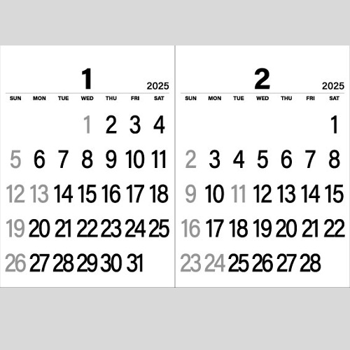 セパレート2ヶ月カレンダー　JT201