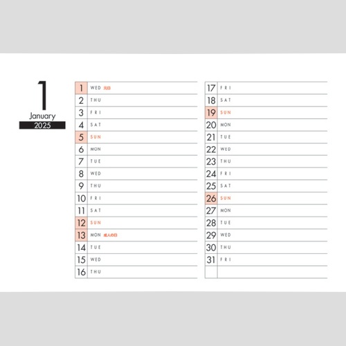 6ウィークス　シンプルカレンダー　GT208