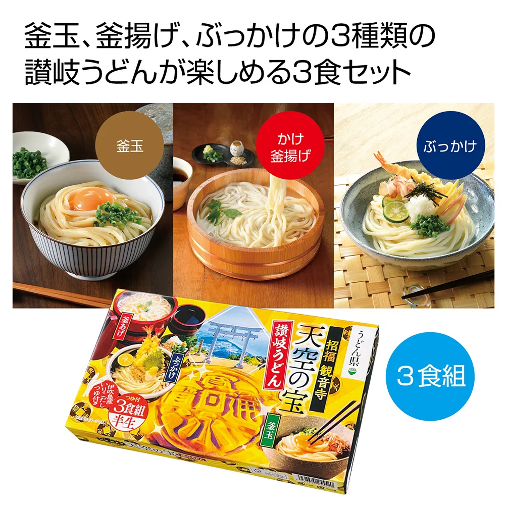 天空の宝　味くらべ讃岐半生うどん3食組