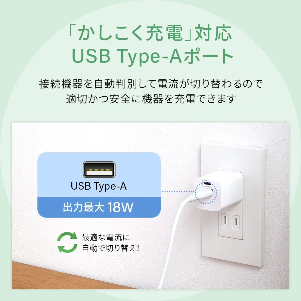 PD30W GaN採用 AC充電器