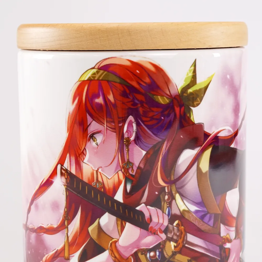 フルカラー陶器木製蓋付きキャニスター350ml