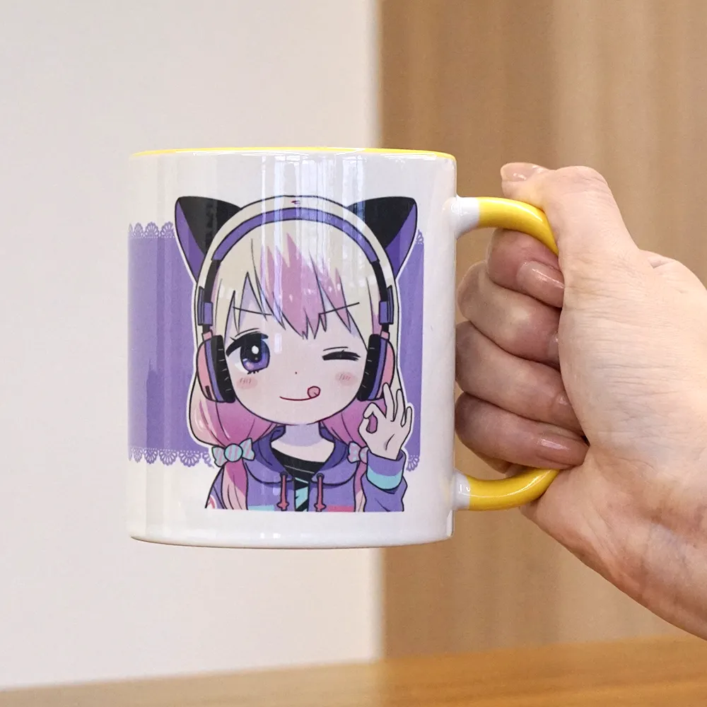 フルカラー陶器マグカップ(M)350ml(ツートン)