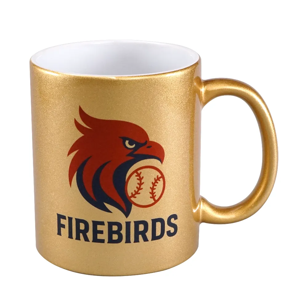 フルカラー陶器マグカップ(M)350ml　ゴールド