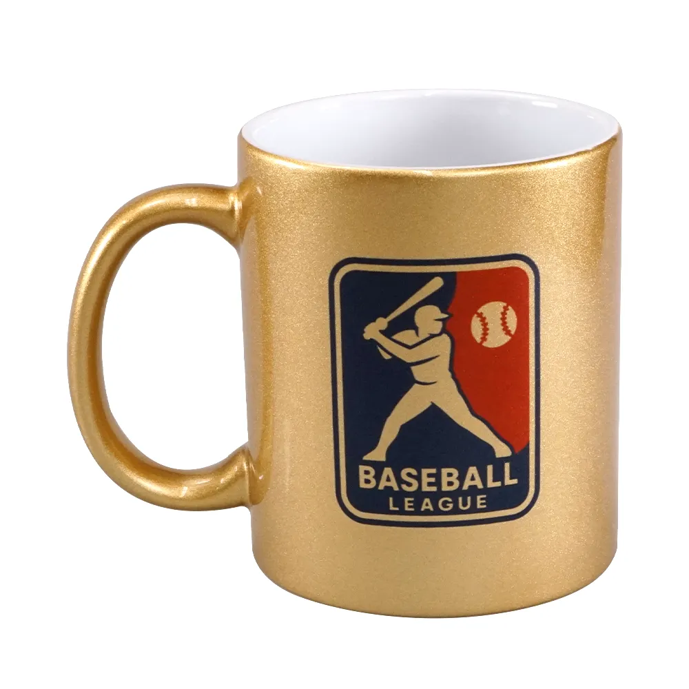 フルカラー陶器マグカップ(M)350ml　ゴールド