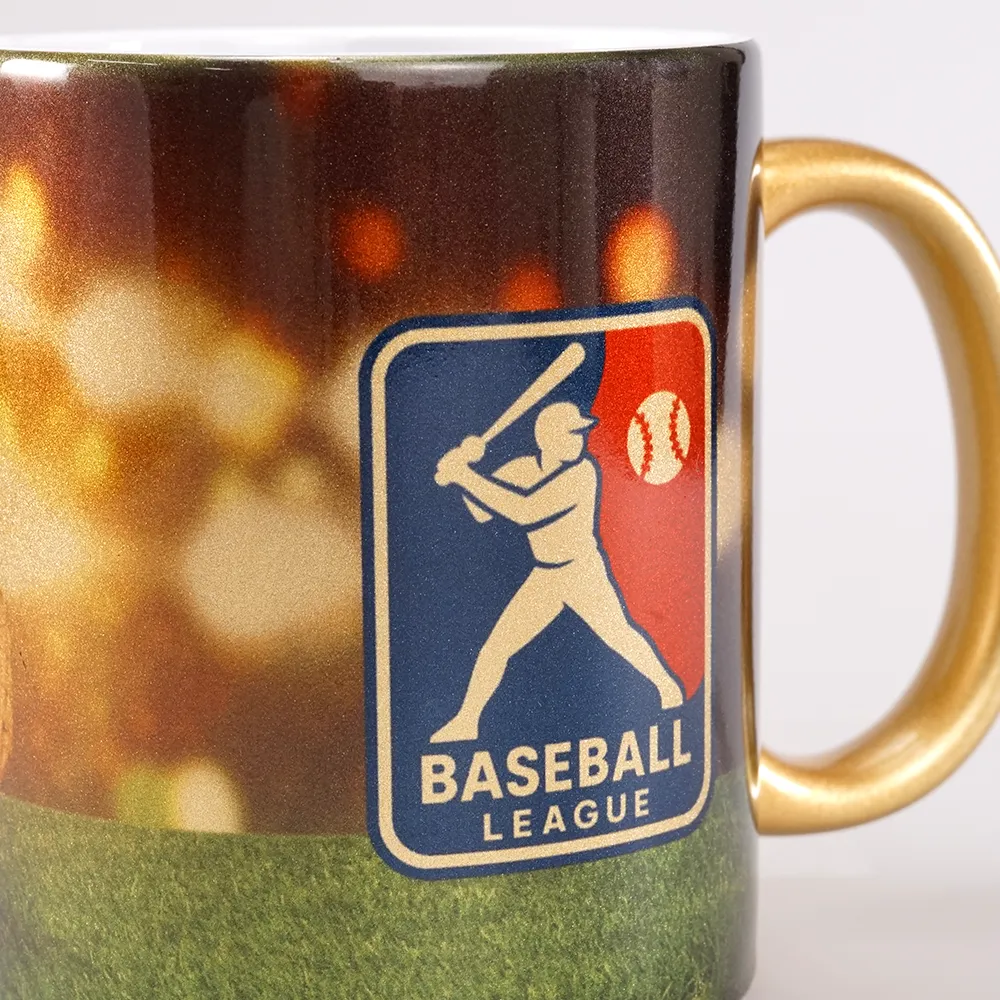 フルカラー陶器マグカップ(M)350ml　ゴールド