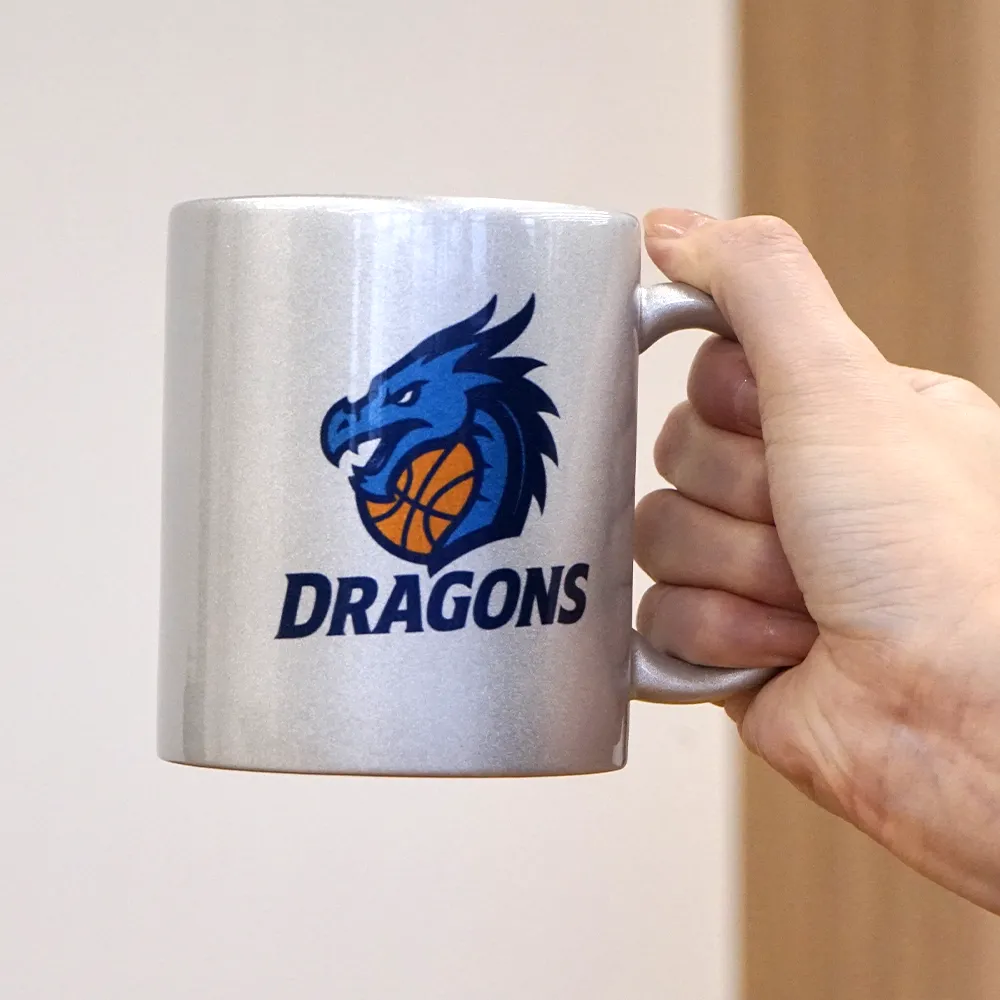 フルカラー陶器マグカップ(M)350ml　シルバー