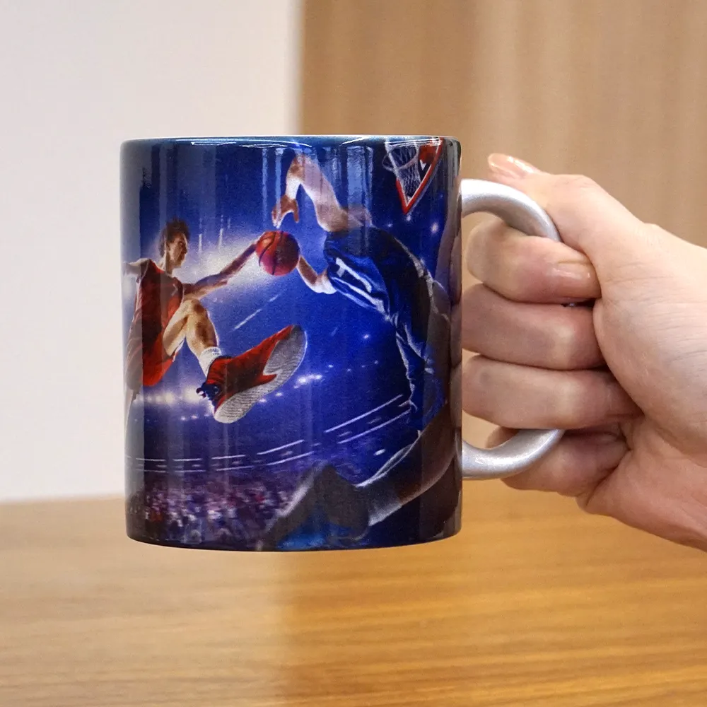 フルカラー陶器マグカップ(M)350ml　シルバー