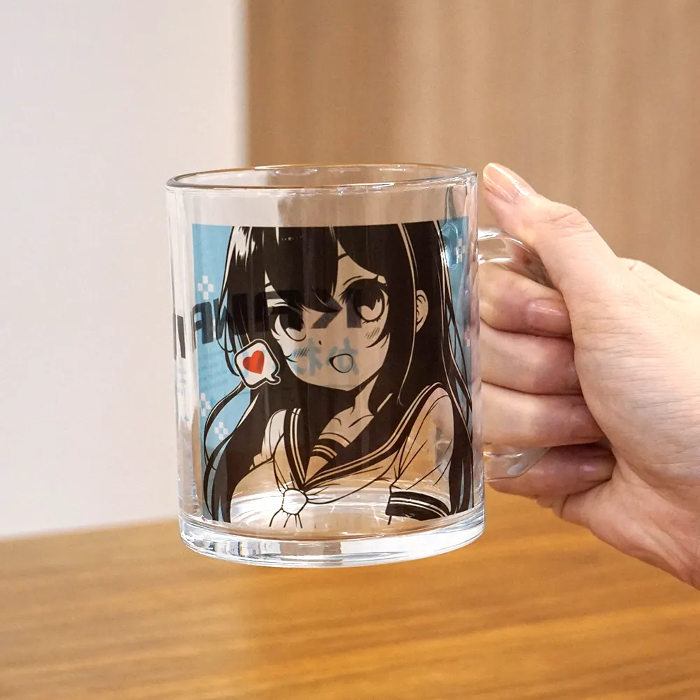 フルカラークリアガラスマグカップ330ml