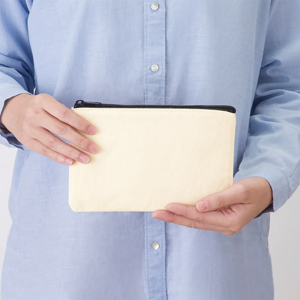 キャンバスフラットポーチ(S)ナチュラル(最速出荷対応)