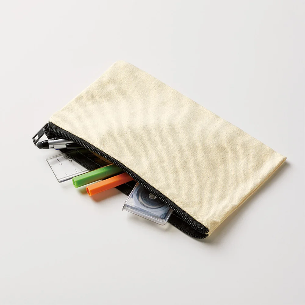 キャンバスフラットポーチ(S)ナチュラル(最速出荷対応)