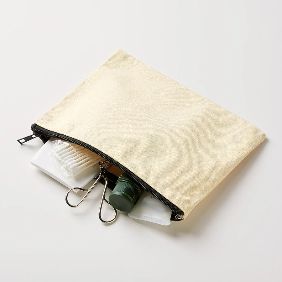 キャンバスフラットポーチ(M)ナチュラル(最速出荷対応)