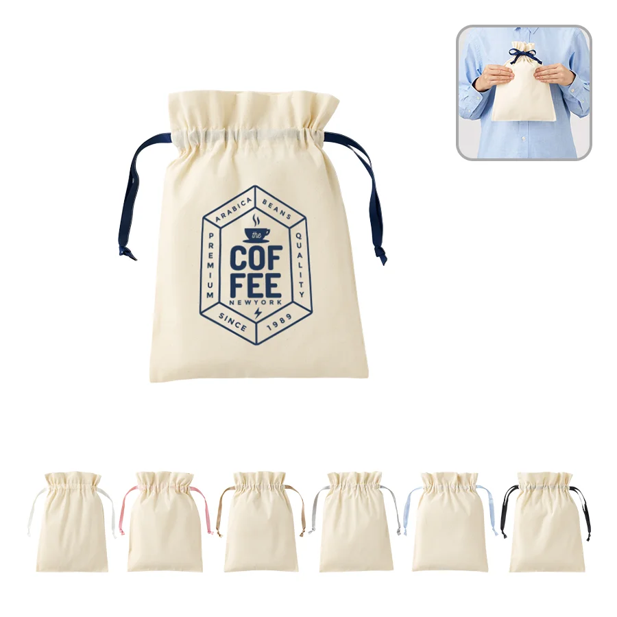 コットンカラーリボン巾着(M)