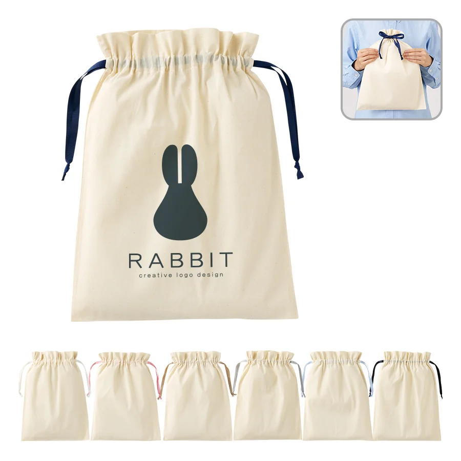 コットンカラーリボン巾着(L)