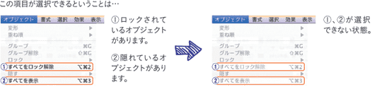 「ロック解除」と「すべてを表示」させる