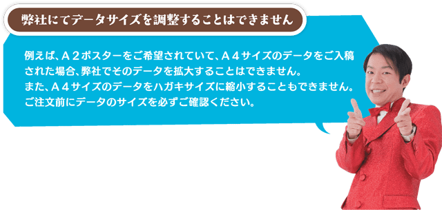 弊社にてデータサイズを調整することはできません