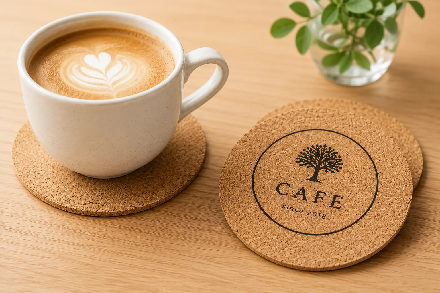 飲食店やカフェのロゴ入りショップツールとして活躍するオリジナルコースター
