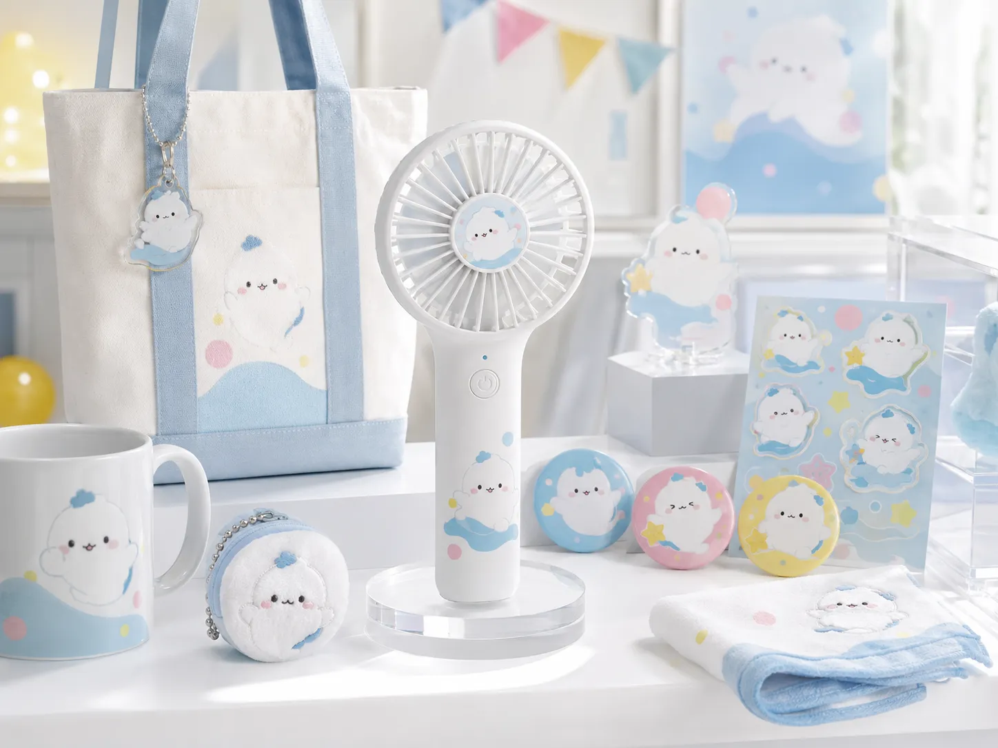キャラクターグッズとして物販に並ぶオリジナルハンディファン