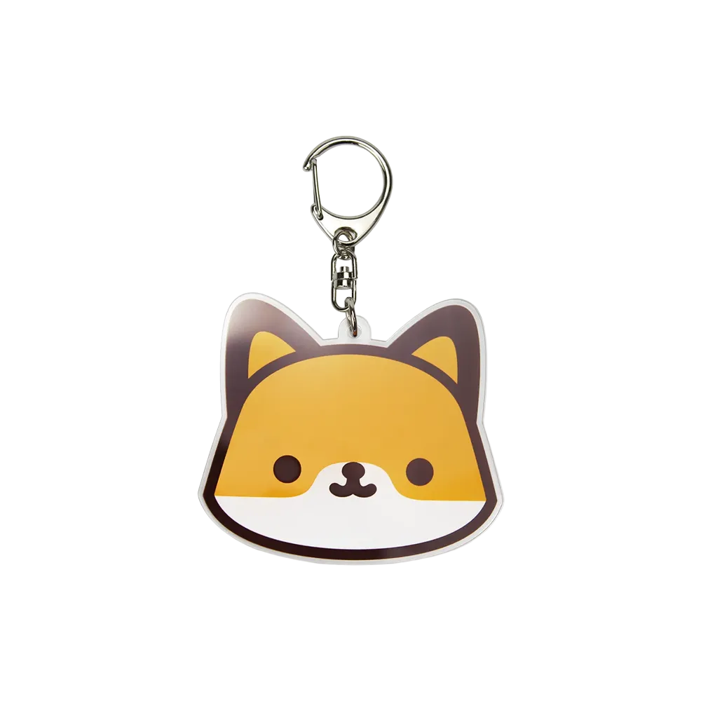 デザインの輪郭に沿ってオリジナル形状にカットしたアクリルキーホルダーの例