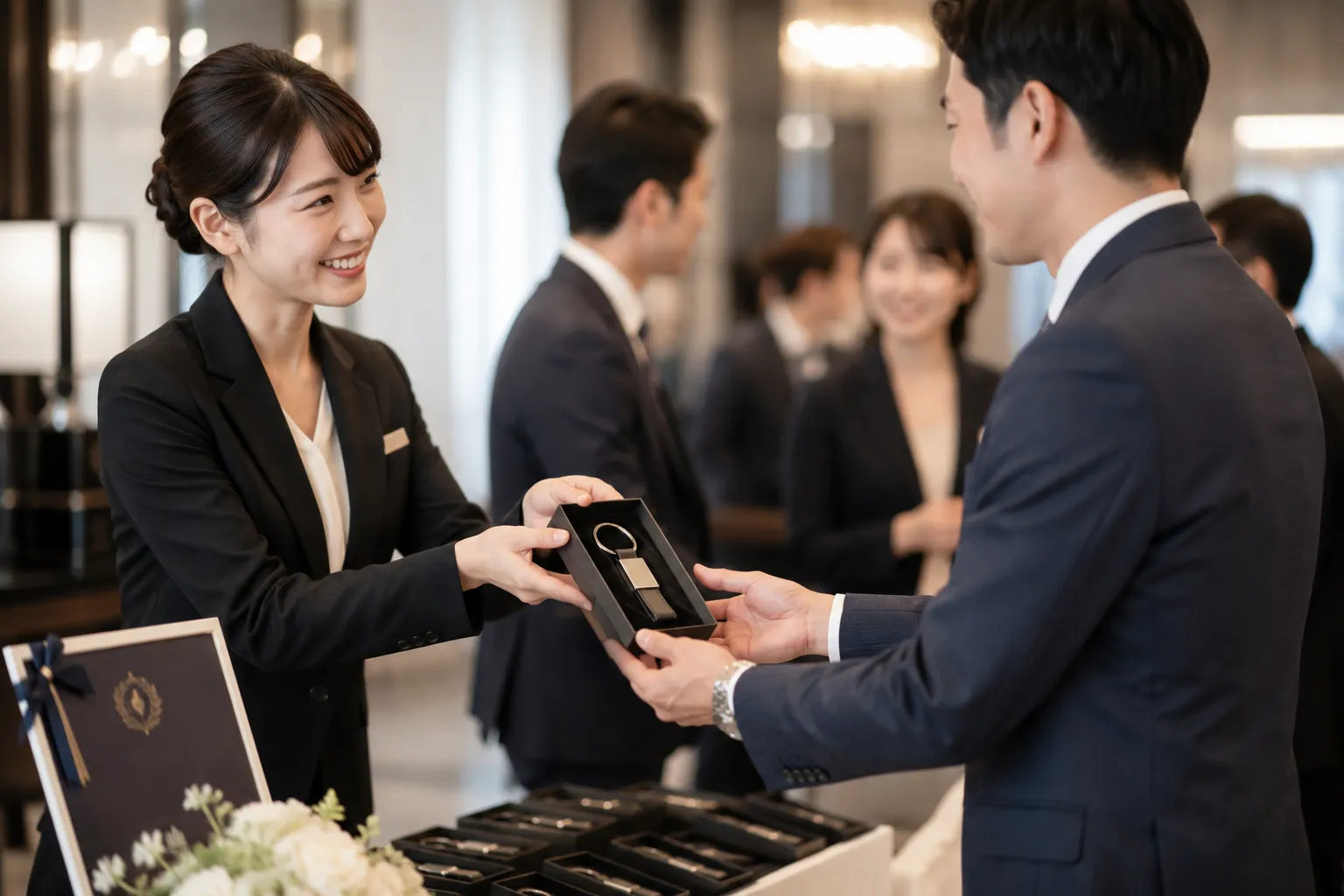 記念品として配られる上質なオリジナルキーホルダー