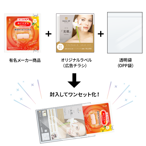 有名メーカー商品+広告チラシ+透明袋