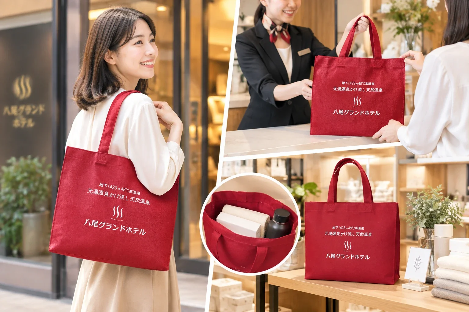ホテルや店舗のショッパー・オリジナルグッズとしてのトートバッグのイメージ
